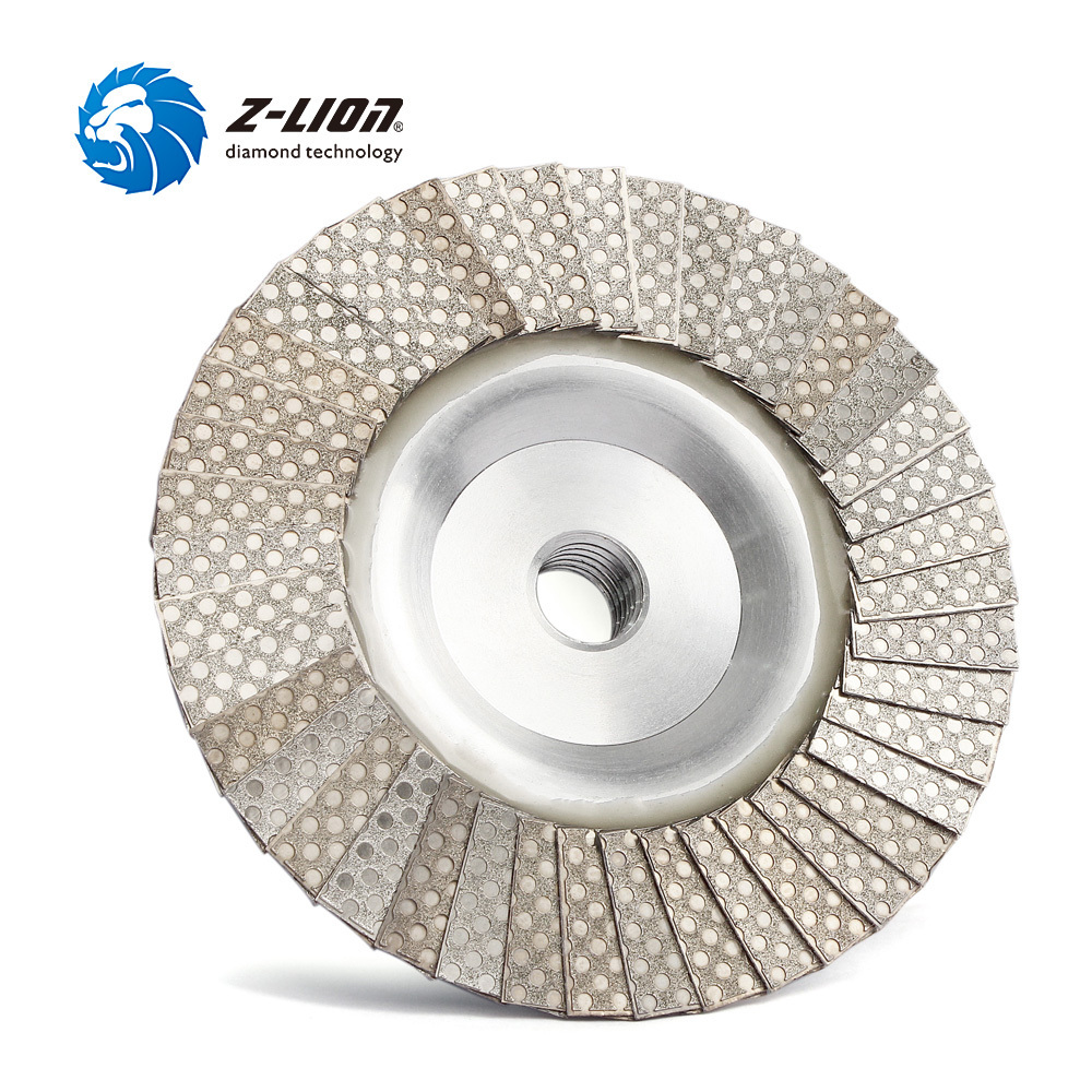 Z-LION Diamond Flap Disc 4 Inch M14 Or 5/8-11 Thread Metal Adapter Diamond Electroplated Grinding Wheel Flap Disc