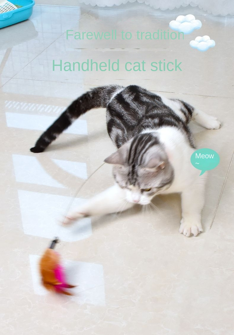 2023 New Silicone Cat Collar Teasing Self-Hey Teasing Stick Pet Bell Feather Toy