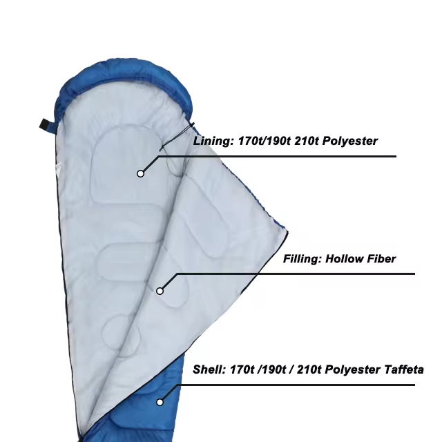 Cotton mummy sleeping bag Waterproof outdoor camping blue sleeping bags