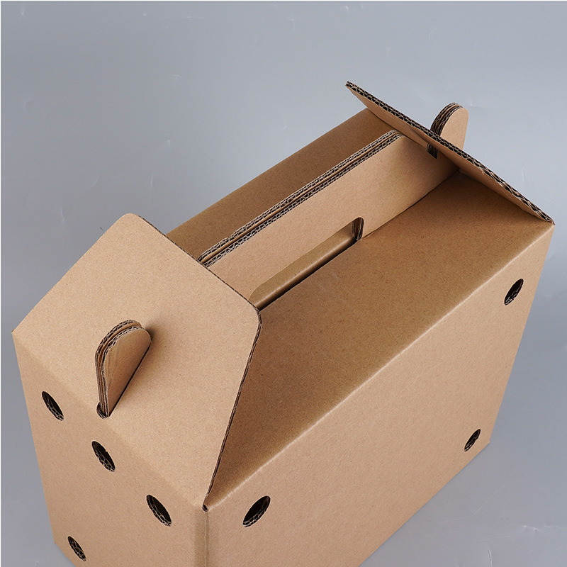 wholesale Custom logo folding corrugated pet carrier cardboard box kraft paper boxes with handle