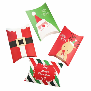 ZL Cute Cartoon Printing Christmas Crackers Chocolate Pillow Box Paper Gift Packaging Foldable Small Christmas Candy Boxes