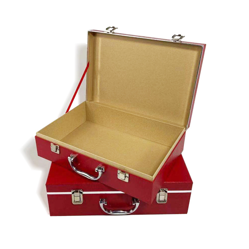 ZL Customized Vintage Red Gifts And Crafts Crocodile Texture Portable Cardboard  Suitcases Travel Luggage Storage Box Design