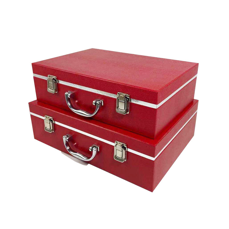 ZL Customized Vintage Red Gifts And Crafts Crocodile Texture Portable Cardboard  Suitcases Travel Luggage Storage Box Design