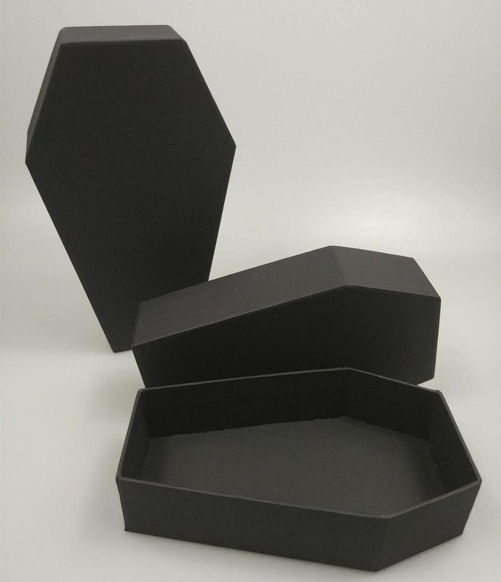 Custom wholesale small  mini black paper cardboard coffin shape  makeup nail tips shoe jewelry clothing packaging  gift box