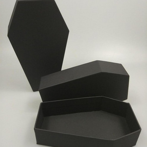 Custom wholesale small  mini black paper cardboard coffin shape  makeup nail tips shoe jewelry clothing packaging  gift box