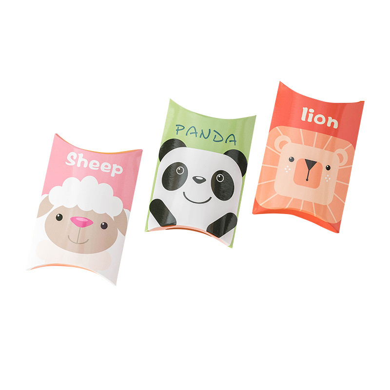 Pillow box foldable cute animal cartoon party candy biscuit chocolate box with children's gift apple pie low price packaging box