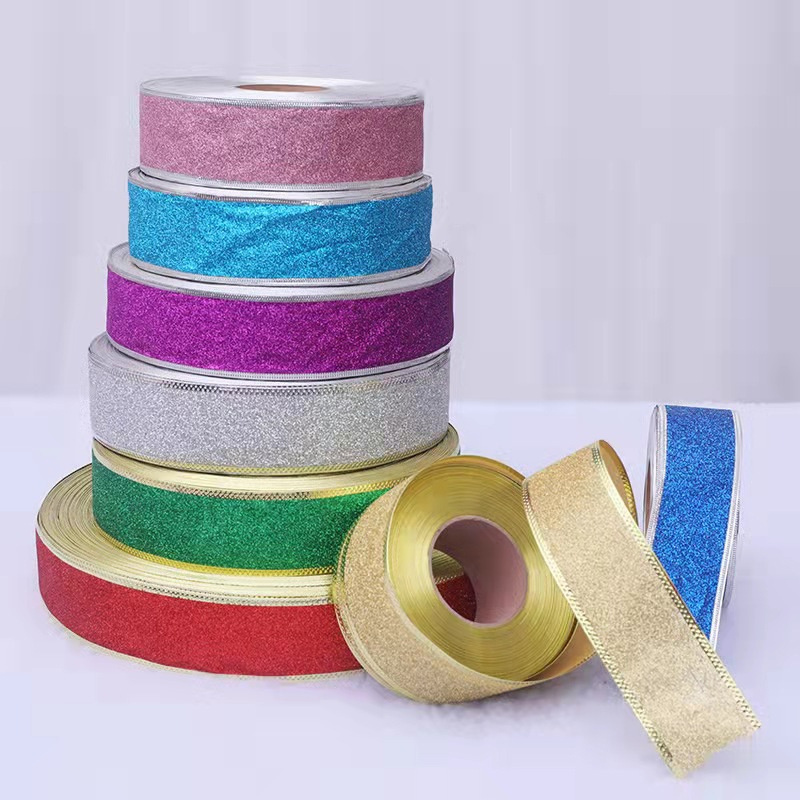 Wholesale Christmas Decoration Gift Wrapping Gold Wire Ribbon