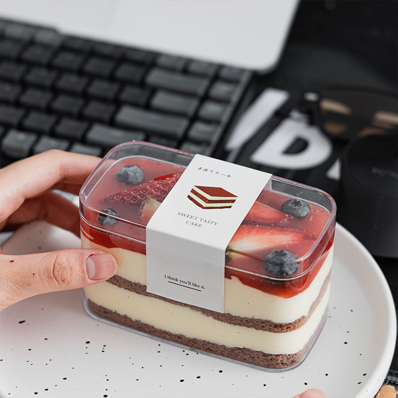 Custom transparent clear hard plastic chocolate tiramisu dessert box packaging biscuit sweets wedding candy cake slice boxes