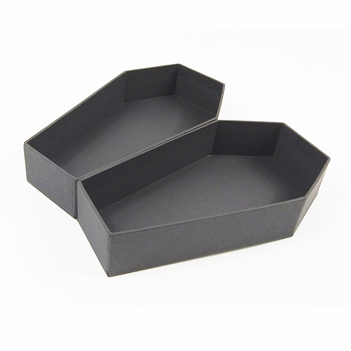 Custom wholesale small  mini black paper cardboard coffin shape  makeup nail tips shoe jewelry clothing packaging  gift box