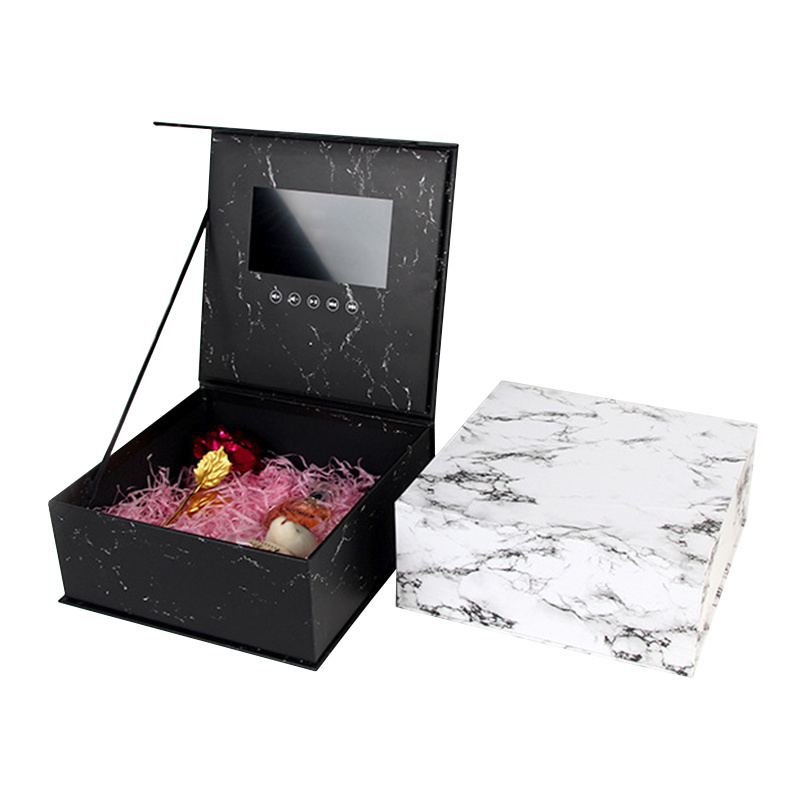 7 inch hardcover video gift box with lcd screen packaging Mobile phone Valentine's day flower jewelry hard paper box