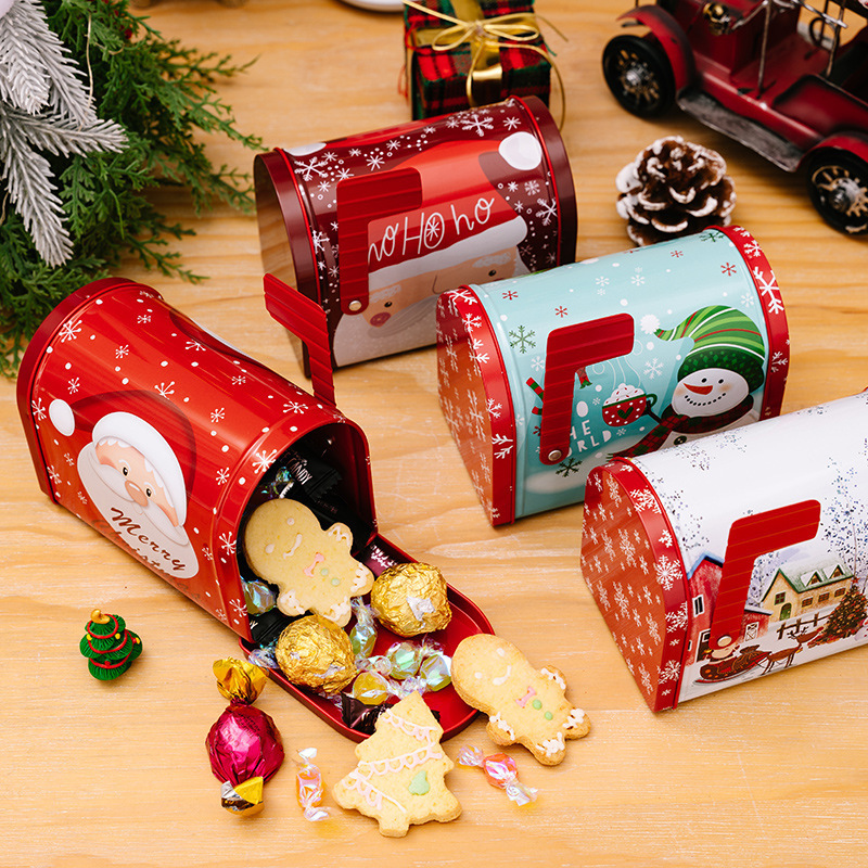 wholesale mailbox christmas metal tin box christmas candy gift box