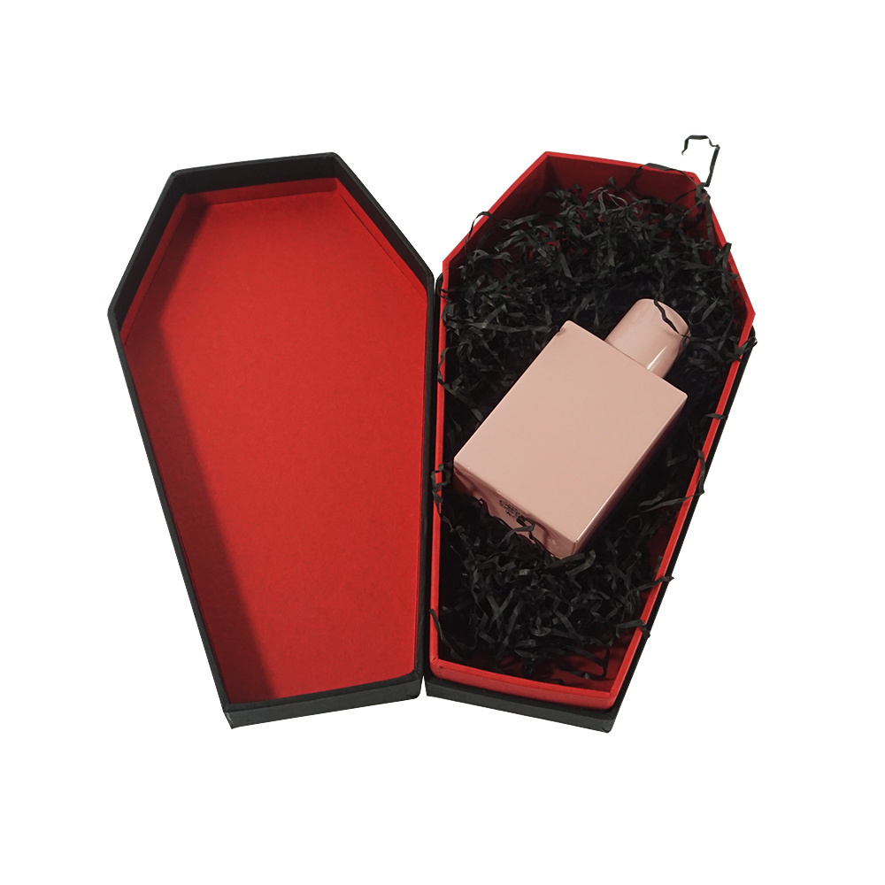 warehouse custom mini for halloween cardboard coffin shaped premium  packaging casket gift shipping  snack box with lid