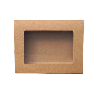 Kraft paper cookie mooncake tea coaster gift packaging box drawer box with clear PET window