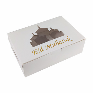 arabic eid mubarak cupcake sweet chocolate candy biscuit  favor packaging gift box with 6 holes insert and window