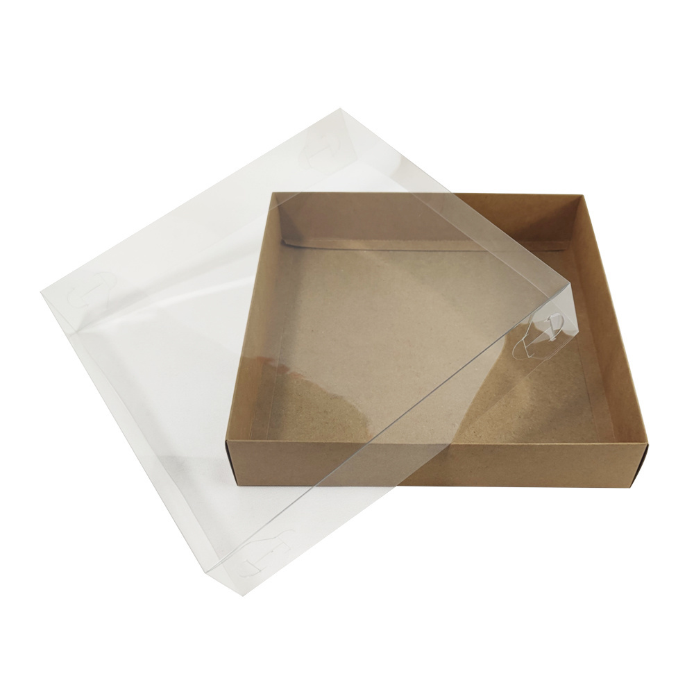 ZL Custom Eco Friendly Packaging Pizza Bakery Food Chocolate Strawberry Dessert Portable Sleeve Kraft Paper Clear Lid Cake Box