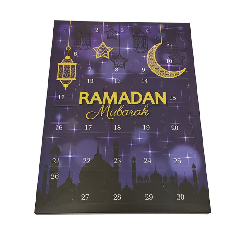 Custom EID ramadan kareem calendar blind fidget advent sensory toy paper gift box for packaging chocolate cosmetics jewelry