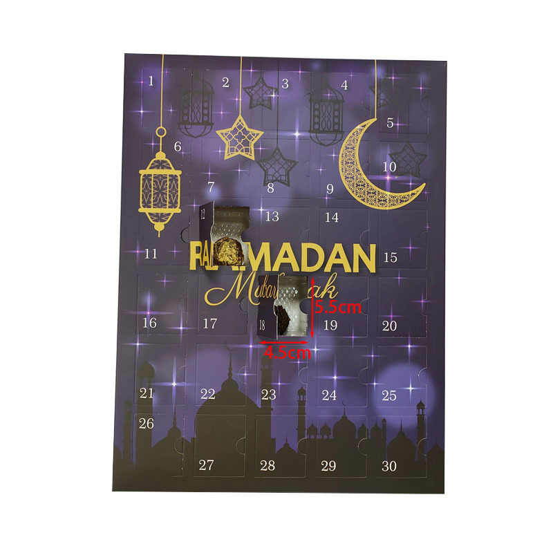 Custom EID ramadan kareem calendar blind fidget advent sensory toy paper gift box for packaging chocolate cosmetics jewelry