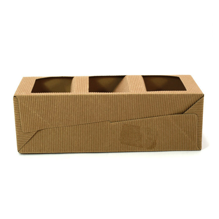 ZL Custom Print Folding Brown Kraft Paper Corrugated Gable Bottle Carrier Jam Jar Wine Gift Box with Window