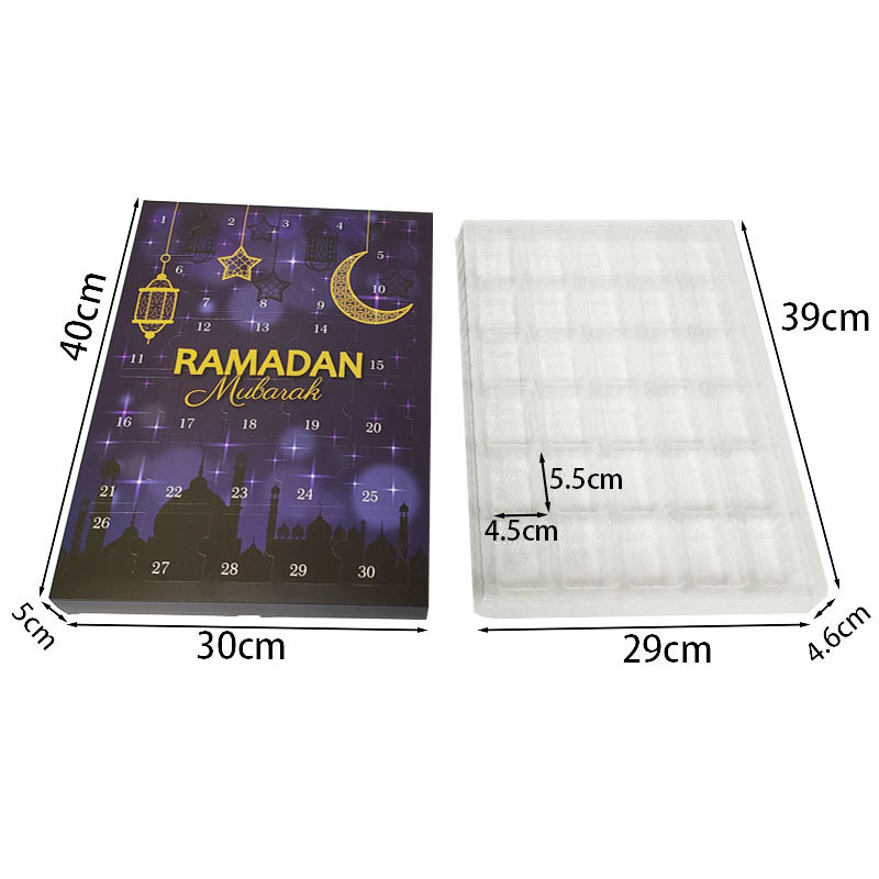 Custom EID ramadan kareem calendar blind fidget advent sensory toy paper gift box for packaging chocolate cosmetics jewelry