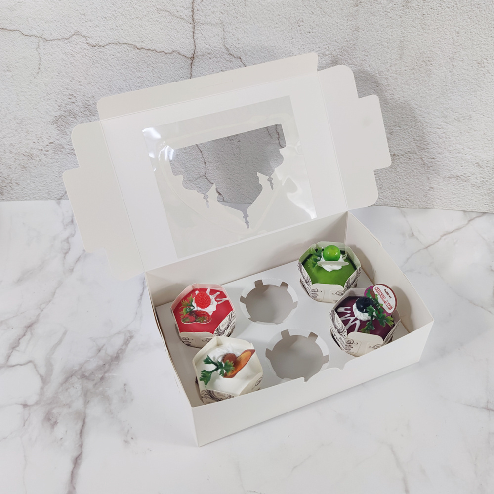 arabic eid mubarak cupcake sweet chocolate candy biscuit  favor packaging gift box with 6 holes insert and window