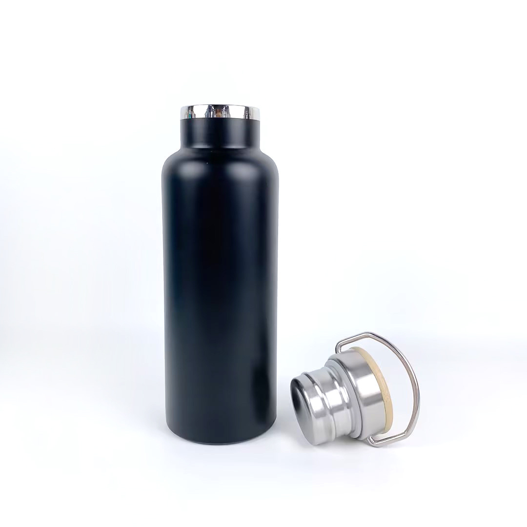 500ml 750ml Stainless Steel 304 Vacuum Flask with Bamboo Lid No Plastic Sports Bottle