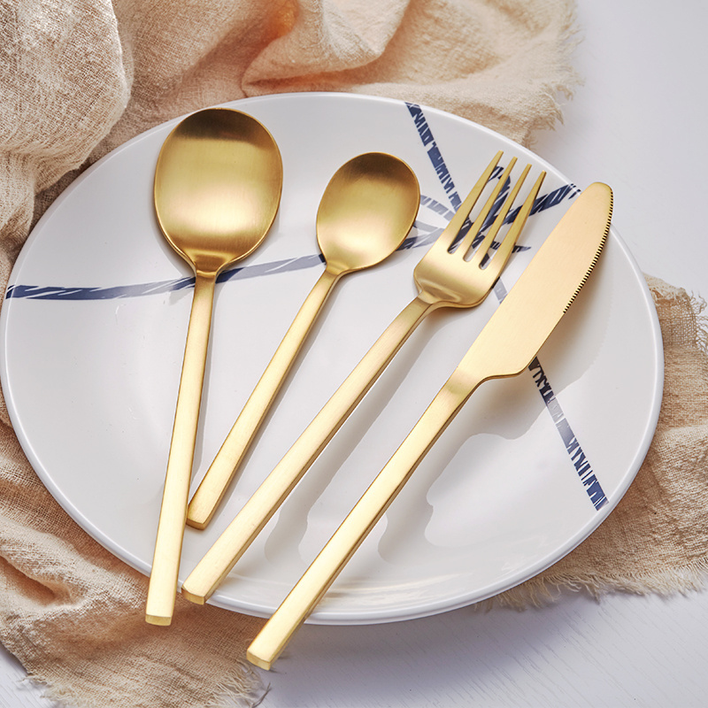 Matte Gold Cutlery Set 18 10 Sliverware Set Stainless Steel Flatware Set