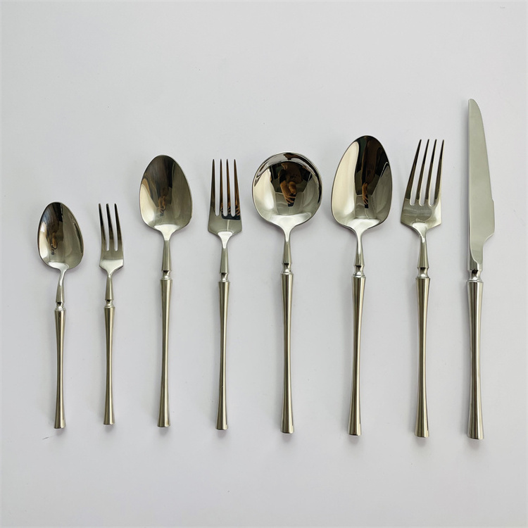 Wholesale Unique Metal 18/10 Stainless Steel Silverware Fork Spoon Knife Set For Hotel Wedding Flatware Set