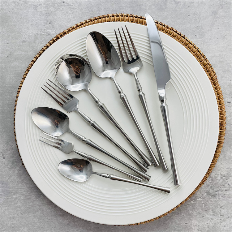 Wholesale Unique Metal 18/10 Stainless Steel Silverware Fork Spoon Knife Set For Hotel Wedding Flatware Set