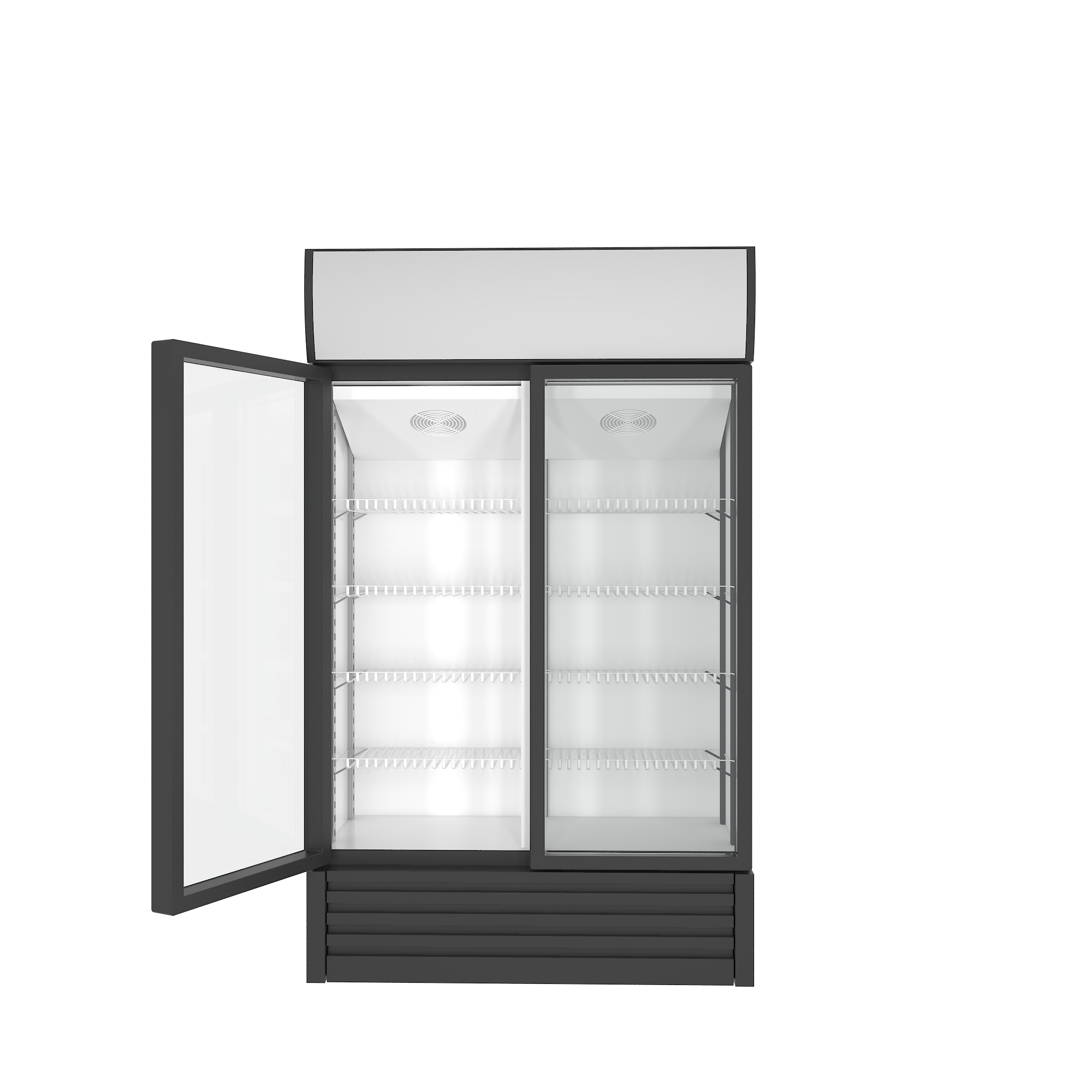 850L Double glass doors Display freezer commercial upright drinks fridge