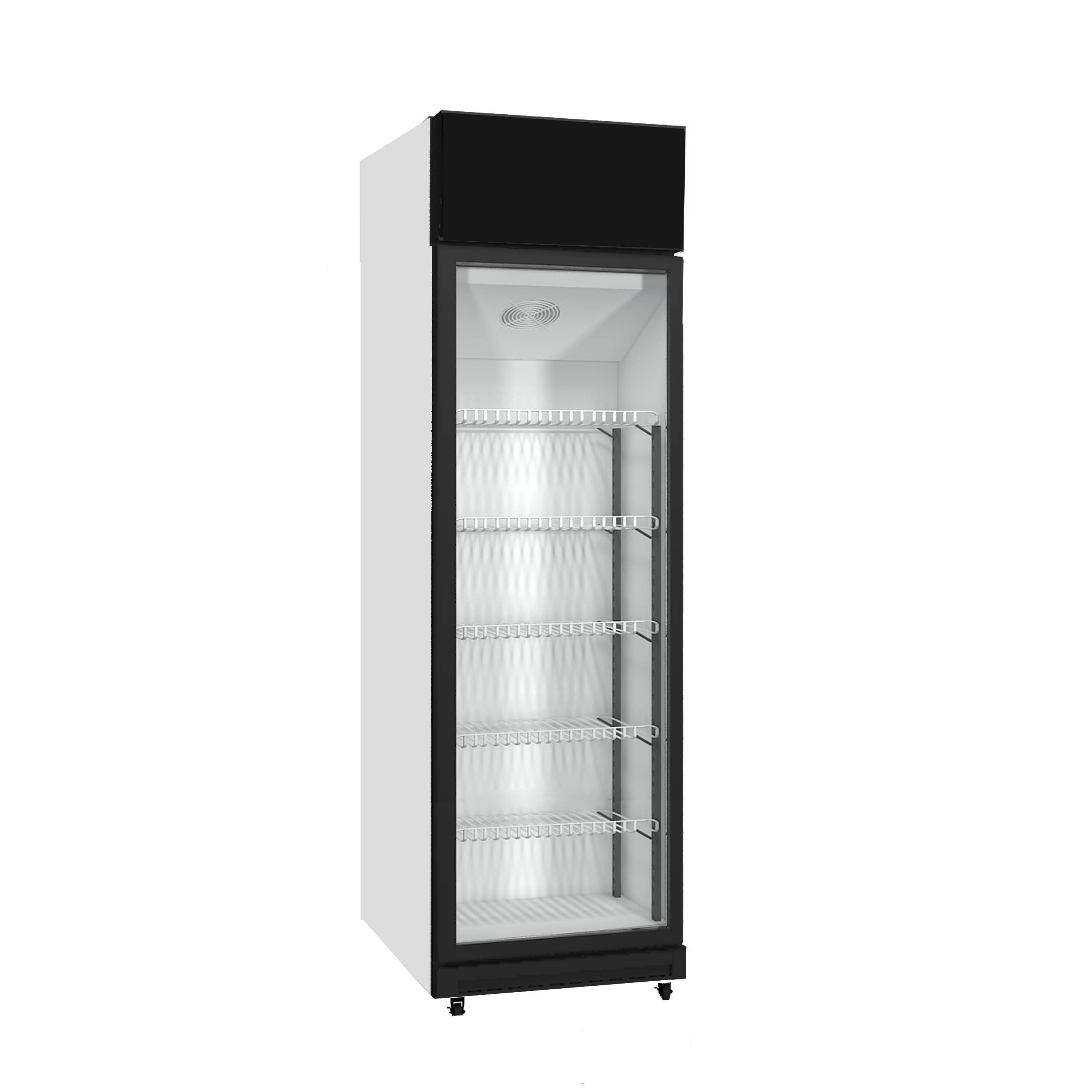 400L Vertical glass door soft drinks refrigerator commercial upright fridge