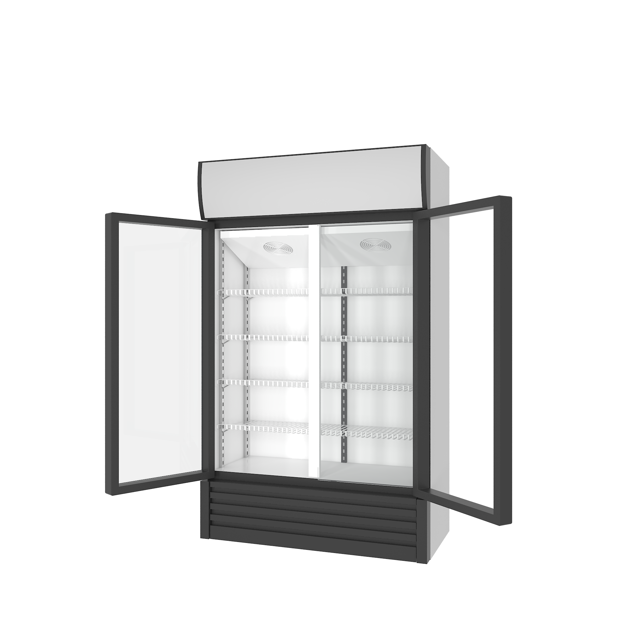 850L Double glass doors Display freezer commercial upright drinks fridge