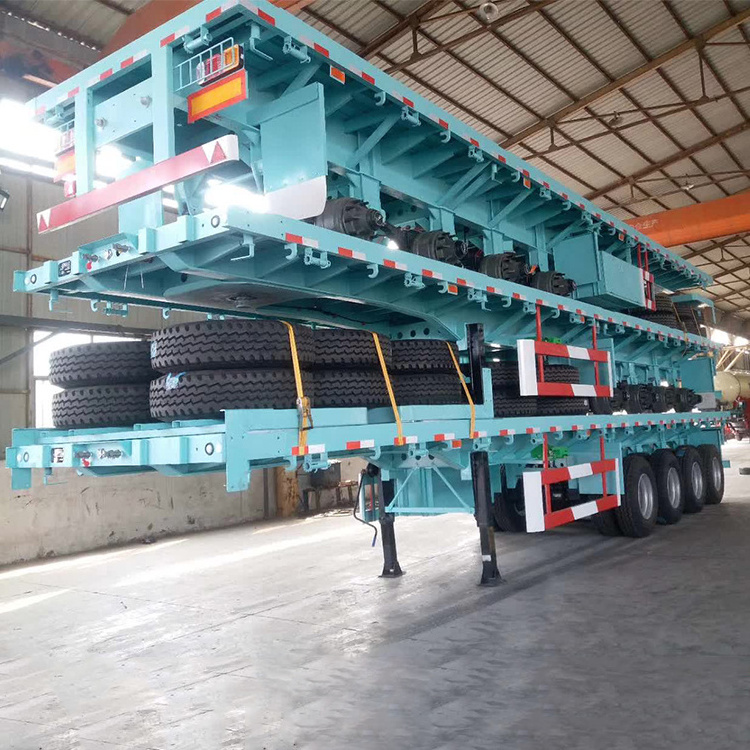 40ft Container Trailer Flat Bed Deck Semi 3 Axle Air Or Mechanical Suspension Container Carrier Semi Trailer