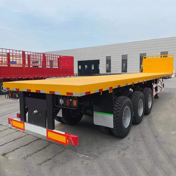 40ft Container Trailer Flat Bed Deck Semi 3 Axle Air Or Mechanical Suspension Container Carrier Semi Trailer