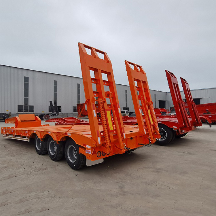 Cheap 3 Axle 60-120 Tons Used Trucks Spare Parts Low Bed Truck Trailer Low Bed Truck Semi Trailer