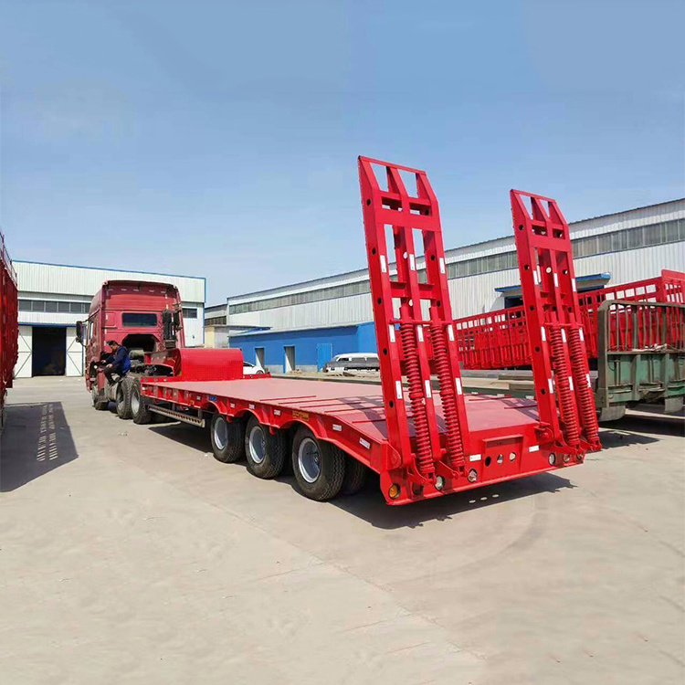 Cheap 3 Axle 60-120 Tons Used Trucks Spare Parts Low Bed Truck Trailer Low Bed Truck Semi Trailer