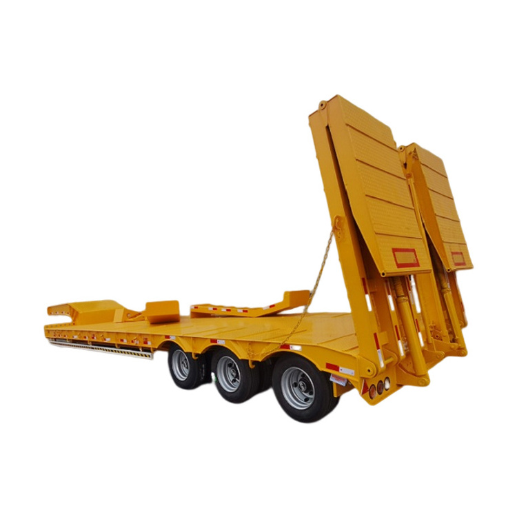 Cheap 3 Axle 60-120 Tons Used Trucks Spare Parts Low Bed Truck Trailer Low Bed Truck Semi Trailer