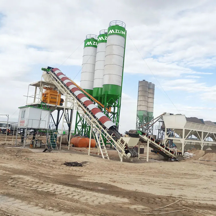 Official Manufacturer Hzs180 150 M3/h Concrete Batching Plant With 4 Units Aggregate Storage Hopper