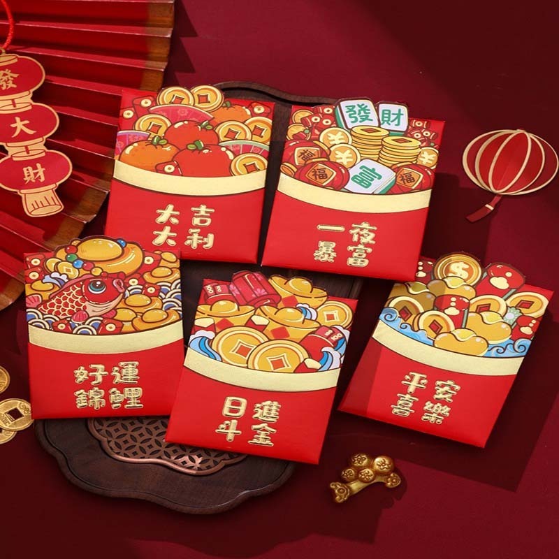 2024 Chinese New Year Custom-Made Red Envelopes Pack Coloured Paper Red Packets for Celebration