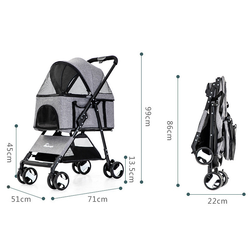 ZMaker 2 In 1 Wholesale Pet Stroller Dog Carrier 4 Wheels Detachable Pet Stroller For Dogs