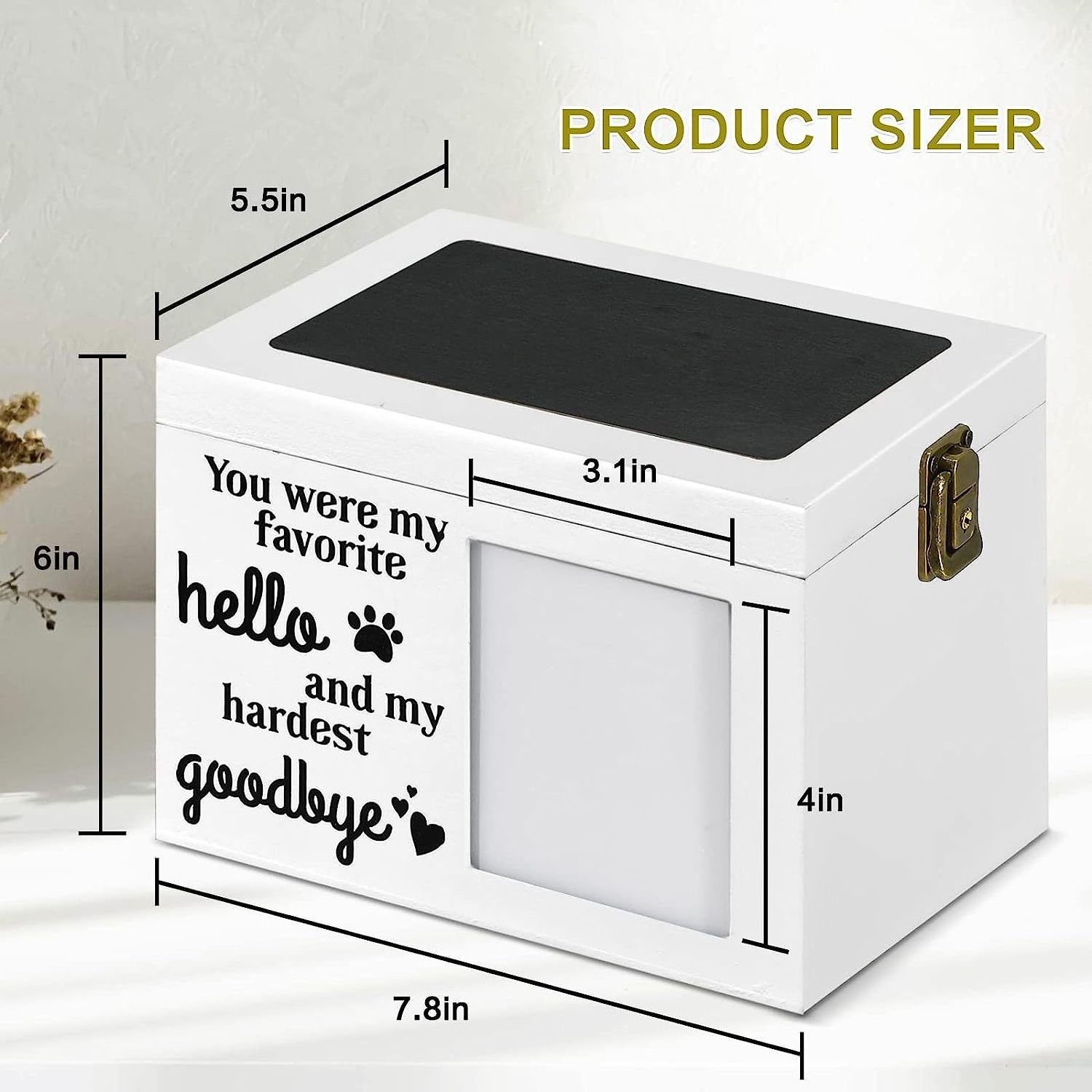 ZMaker New Large Wooden Pet Funeral Cremation Urns with Photo Frame Pet Memorial Urns for Dog or Cat Ashes