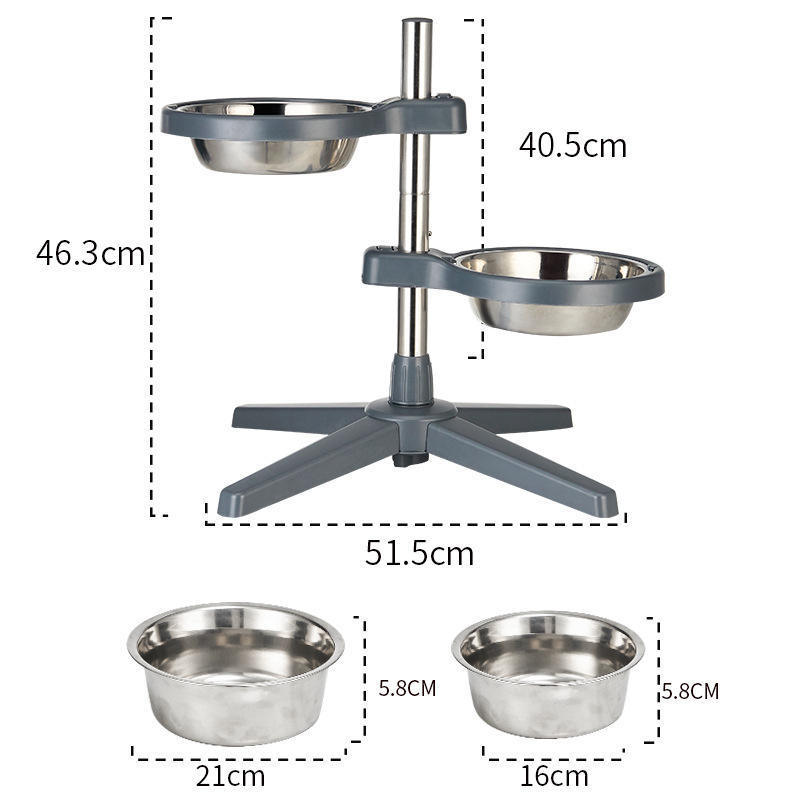 ZMaker New Stainless Steel Pet Feeder with Detachable Stand Feeding Bowl Adjustable Raised Dog Bowls Elevated Dog Food Bowl