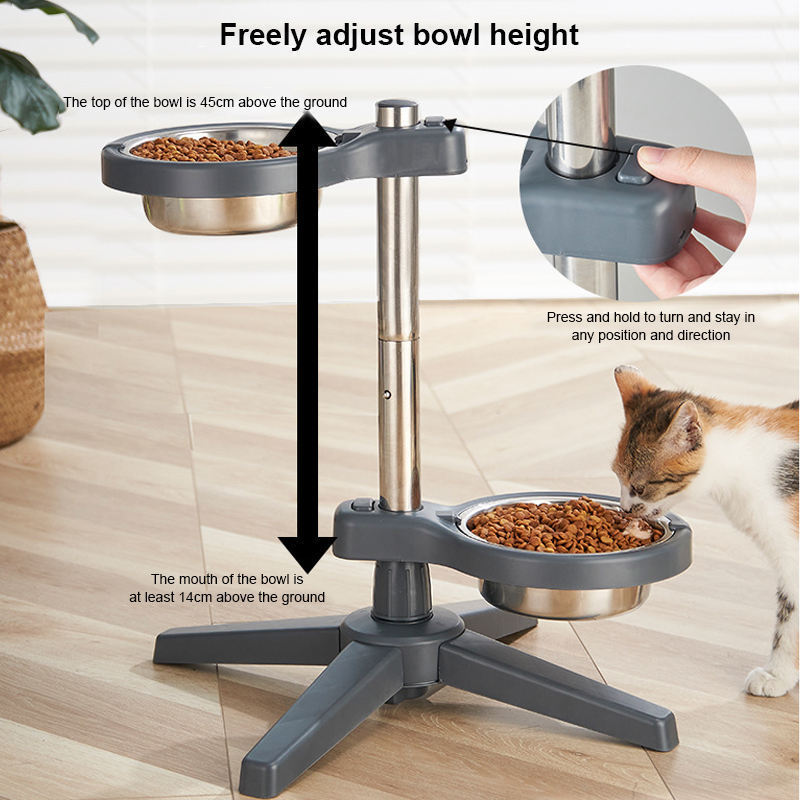 ZMaker New Stainless Steel Pet Feeder with Detachable Stand Feeding Bowl Adjustable Raised Dog Bowls Elevated Dog Food Bowl