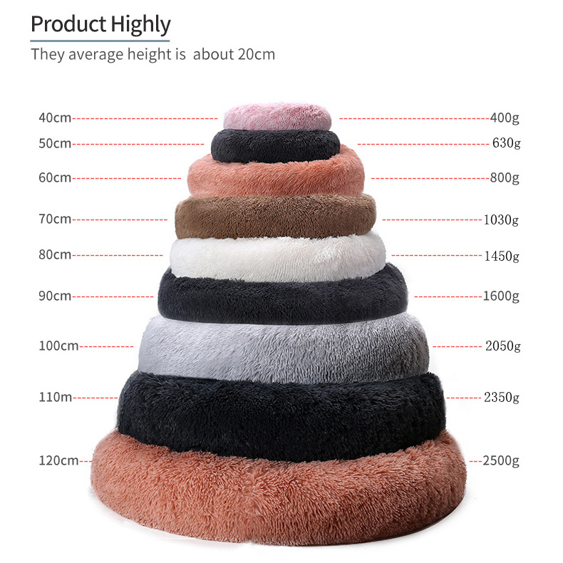 ZMaker Removable Pet Cushion Calming Dog bed Waterproof Pet Cats Bed Fluffy Fur Donut Dog Bed