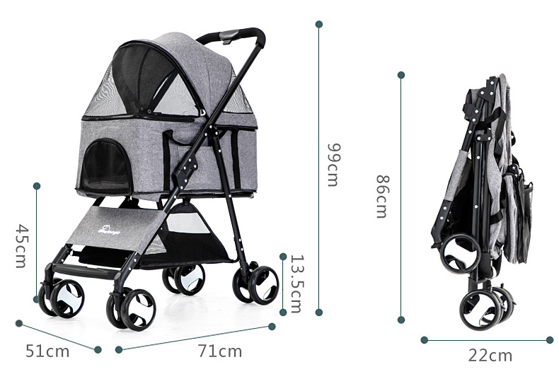 ZMaker 2 In 1 Wholesale Pet Stroller Dog Carrier 4 Wheels Detachable Pet Stroller For Dogs