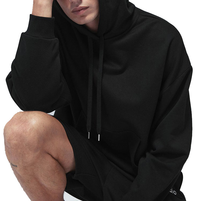 Diagonal French Terry Practice Men's Hoodies Tipped Drawstring Classic Oversize Pullover