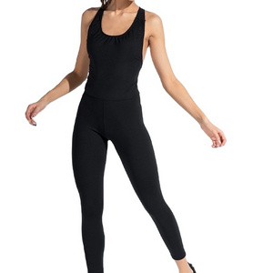 Custom High Quality Summer Catsuit Yoga Unitard Women's Sexy  Jumpsuit With  Back Cross