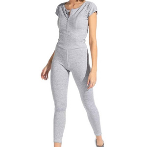 Custom Wholesale Sexy Open Back Unitard Front Half Zipper Women's Yoga Wear Catsuit