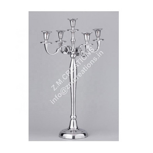 Wedding Candelabra 5 Arms 24 Inch 60CM Silver Color Creative Vintage Metal Candlestick Home Decoration Handmade Candle Holder