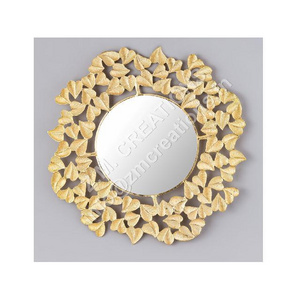 Wall Mirror Gold Color Metal Aluminum Heart Flower Leaf Design Home Villa Hotel Decoration Wall Art Mirror Home Decoration