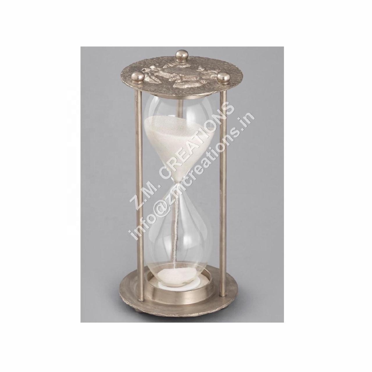 Fancy Sand Timer Square Round Shape Base Metal Glass Wooden Giant 1 Hour For Hotel Office And Home Decoration